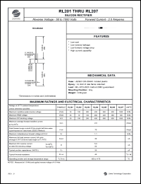 RL202 datasheet: 100 V, 2 A silicon  rectifier RL202