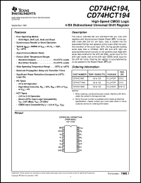 CD74HC194M96 datasheet:  HIGH SPEED CMOS LOGIC 4-BIT BIDIRECTIONAL UNIVERSAL SHIFT REGISTER CD74HC194M96