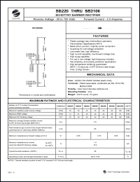 SB280 datasheet: 80 V, 2 A schottky barrier rectifier SB280