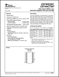 CD74HC597M96 datasheet:  HIGH SPEED CMOS LOGIC 8-BIT SHIFT REGISTER WITH INPUT STORAGE CD74HC597M96