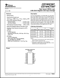 CD74HCT597E datasheet:  HIGH SPEED CMOS LOGIC 8-BIT SHIFT REGISTER WITH INPUT STORAGE CD74HCT597E