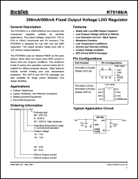 RT9168/A-30CBR datasheet: 3.0V, 200mA/500mA fixed output voltage LDO regulator RT9168/A-30CBR
