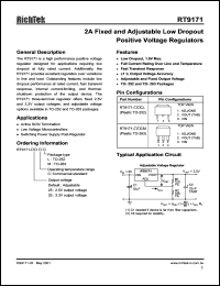 RT9171-25CM datasheet: 2.5V, 2A fixed and adjustable low dropout positive voltage regulator RT9171-25CM