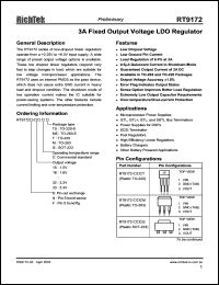RT9172S-25CM datasheet: 2.5V, 3A fixed output voltage LDO regulator RT9172S-25CM