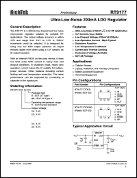 RT9177-31CBR datasheet: 3.1V ultra-low-noise 200mA LDO regulator RT9177-31CBR