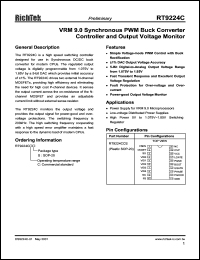 RT9224CCS datasheet: VRM 9.0V synchronous PWM buck converter controller and output voltage monitor RT9224CCS