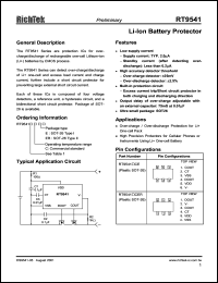 RT9541DCER datasheet: Li-Ion battery protector RT9541DCER