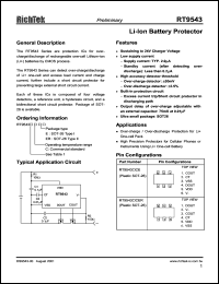 RT9543CCE datasheet: Li-Ion battery protector RT9543CCE