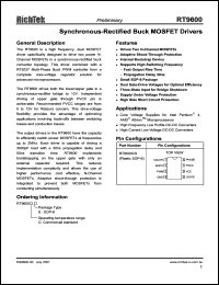 RT9600 datasheet: Synchronous-rectifier buck MOSFET driver RT9600