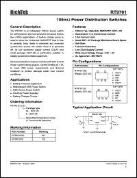 RT9701CB datasheet: 100mOMEGA power distribution switch RT9701CB