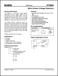 RT9809-40CV datasheet: 4.0V micro-power voltage detector RT9809-40CV