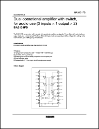 BA3131FS datasheet: Dual operational amplifier with switch, for audio use (3 inputs x 1 outputs x 2) BA3131FS