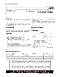 LA4663 datasheet: 37.5W two-channel 16-W BTL general-purpose audio power amplifier LA4663