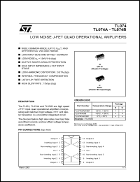 TL074C datasheet: Low noise J-fet quad operational amplifier TL074C