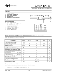 BA158-T3 datasheet: 1.0A fast recovery rectifier BA158-T3