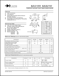 BAS21W-T1 datasheet: Surface mount fast switching diode BAS21W-T1