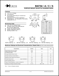BAT54-T3 datasheet: Surface mount schottky barrier diode BAT54-T3
