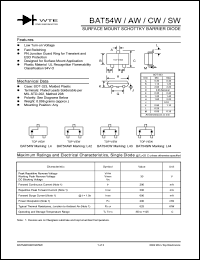 BAT54CW-T3 datasheet: Surface mount schottky barrier diode BAT54CW-T3