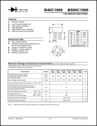 B500C1000 datasheet: 1200V, 1.0A bridge rectifier B500C1000