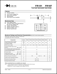 FR103-T3 datasheet: 1.0A fast recovery rectifier FR103-T3