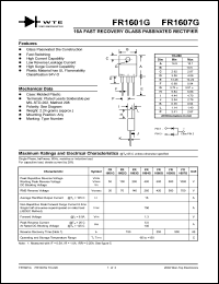 FR1607G datasheet: 16A fast recovery glass passived rectifier FR1607G