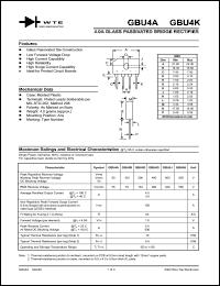 GBU4K datasheet: 800V, 4.0A glass passivated bridge rectifier GBU4K