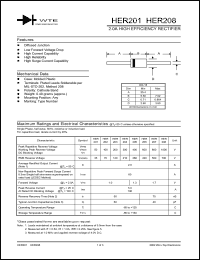 HER202 datasheet: 100V, 2.0A high efficiency rectifier HER202