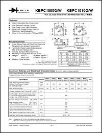 KBPC1001GW datasheet: 100V, 10A glass passivated bridge rectifier KBPC1001GW