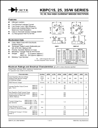 KBPC2502W datasheet: 10A high current bridge rectifier KBPC2502W