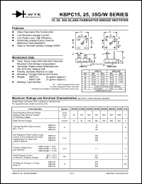 KBPC3501GW datasheet: 100V, 10A glass passivated bridge rectifier KBPC3501GW