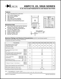 KBPC3500GS datasheet: 50V glass passivated in-line bridge rectifier KBPC3500GS