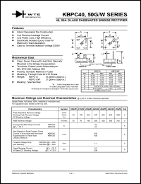 KBPC4002GW datasheet: 200V glass passivated bridge rectifier KBPC4002GW