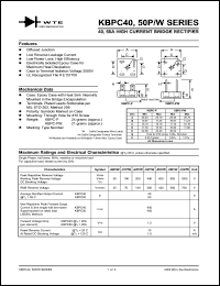 KBPC5000P datasheet: 50V high current bridge rectifier KBPC5000P