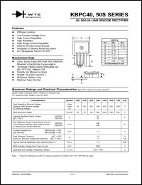 KBPC5001S datasheet: 100V in-line bridge rectifier KBPC5001S