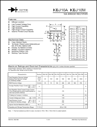 KBJ10B datasheet: 100V, 10A bridge rectifier KBJ10B