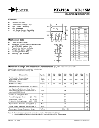 KBJ15D datasheet: 200V, 15A bridge rectifier KBJ15D