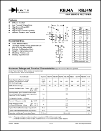 KBJ4B datasheet: 100V, 4.0A bridge rectifier KBJ4B