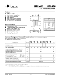 KBL401 datasheet: 100V, 4.0A bridge rectifier KBL401