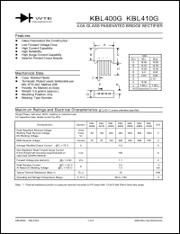 KBL400G datasheet: 50V, 4.0A glass passivated bridge rectifier KBL400G