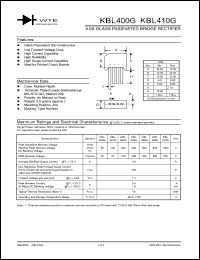 KBL401G datasheet: 100V, 4.0A glass passivated bridge rectifier KBL401G