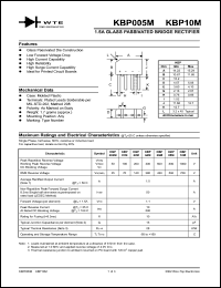 KBP08M datasheet: 800V, 1.5A glass passivated bridge rectifier KBP08M