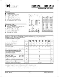 KBP158 datasheet: 800V, 1.5A bridge rectifier KBP158