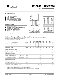 KBP201 datasheet: 100V, 2.0A bridge rectifier KBP201