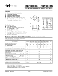 KBPC600G datasheet: 50V, 6.0A glass passivated bridge rectifier KBPC600G