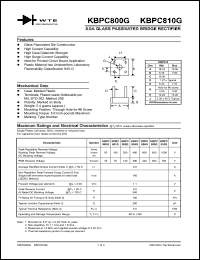 KBPC806G datasheet: 600V, 8.0A glass passivated bridge rectifier KBPC806G