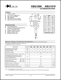 KBU1001 datasheet: 100V, 10A bridge rectifier KBU1001