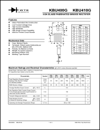 KBU401G datasheet: 100V, 4.0A glass passivated bridge rectifier KBU401G