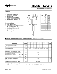 KBU602 datasheet: 200V, 6.0A bridge rectifier KBU602