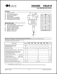 KBU801 datasheet: 100V, 8.0A bridge rectifier KBU801