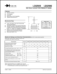 LD2500 datasheet: 50V, 25A 10mm lucas type press-fit diode LD2500